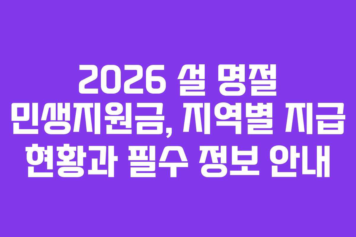 2026 설 명절 민생지원금, 지역별 지급 현황과 필수 정보 안내