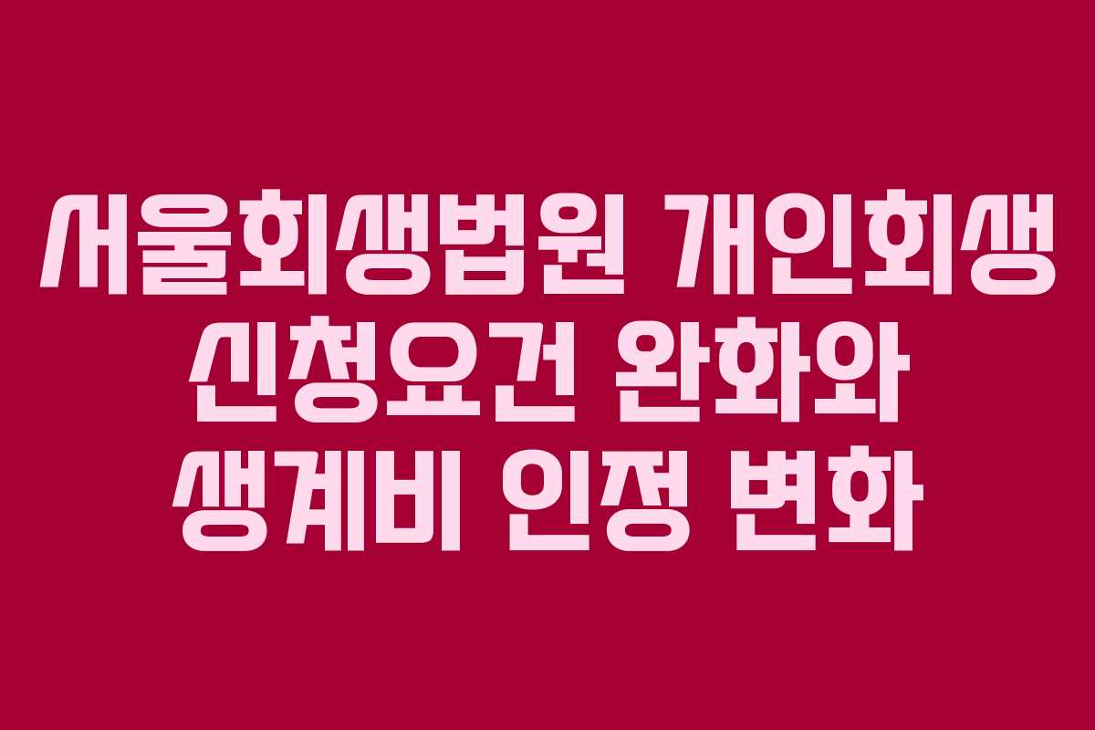 서울회생법원 개인회생 신청요건 완화와 생계비 인정 변화