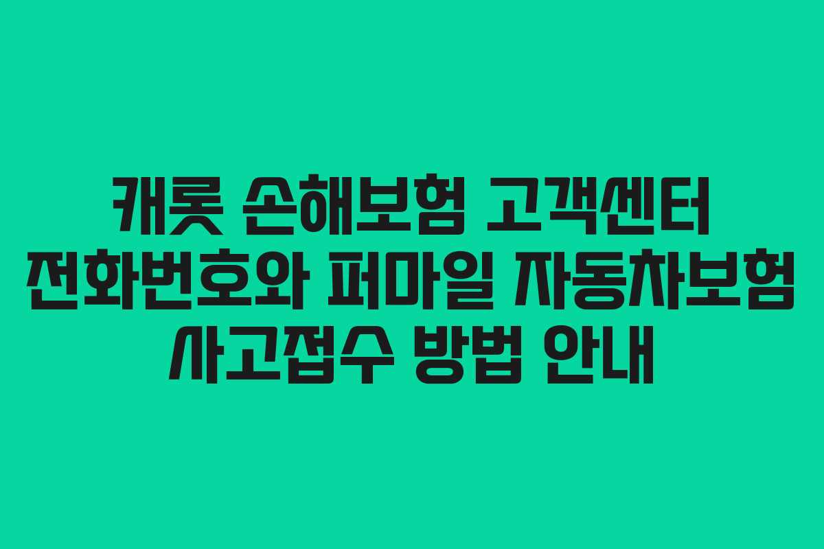 캐롯 손해보험 고객센터 전화번호와 퍼마일 자동차보험 사고접수 방법 안내