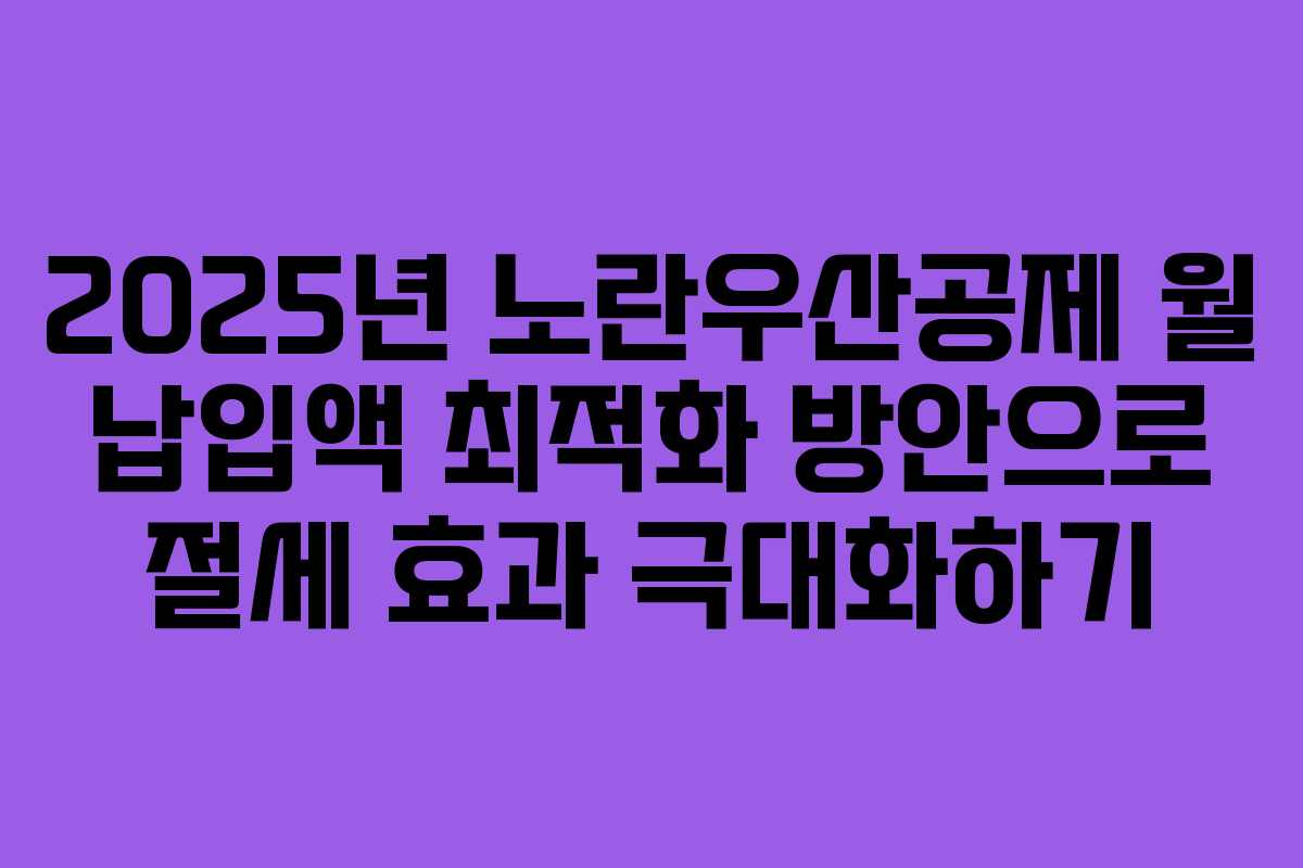 2025년 노란우산공제 월 납입액 최적화 방안으로 절세 효과 극대화하기