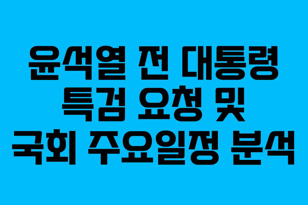 윤석열 전 대통령 특검 요청 및 국회 주요일정 분석