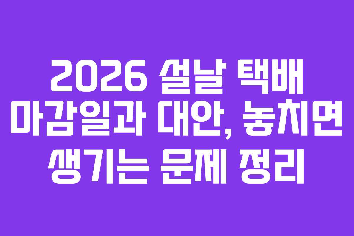 2026 설날 택배 마감일과 대안, 놓치면 생기는 문제 정리