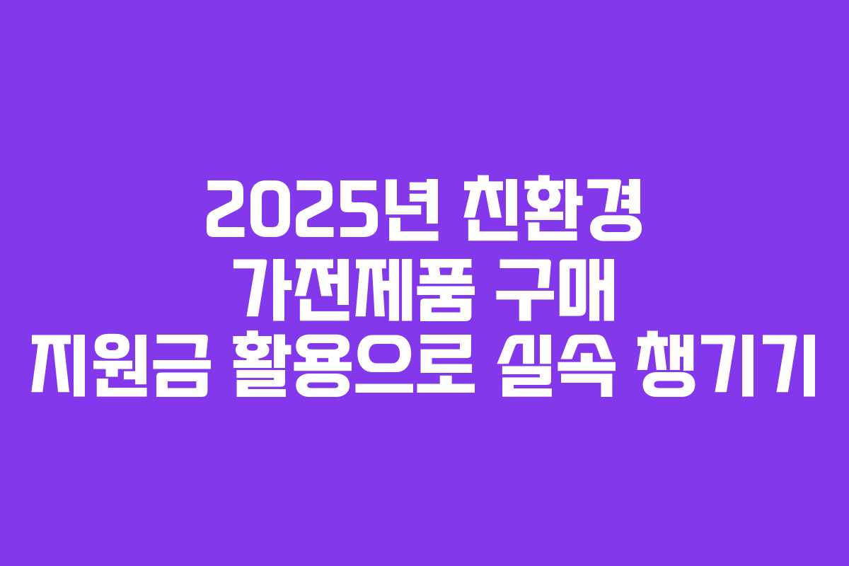 2025년 친환경 가전제품 구매 지원금 활용으로 실속 챙기기