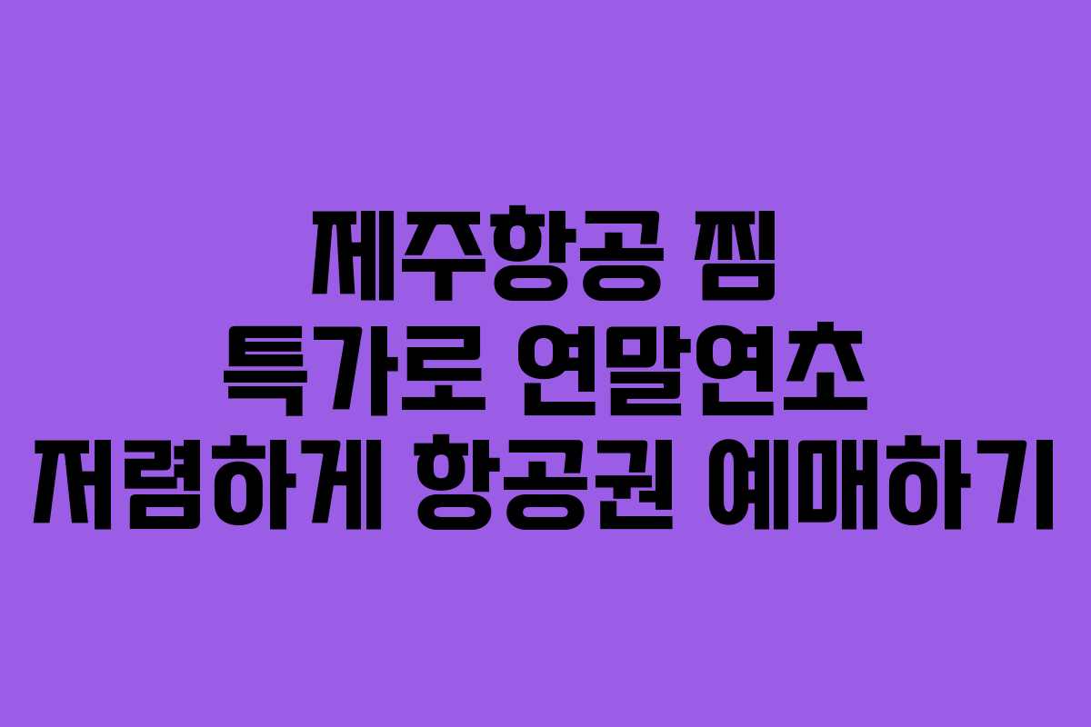 제주항공 찜 특가로 연말연초 저렴하게 항공권 예매하기
