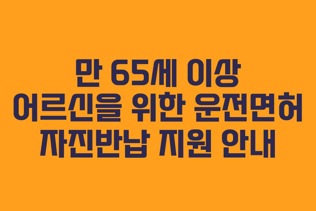 만 65세 이상 어르신을 위한 운전면허 자진반납 지원 안내