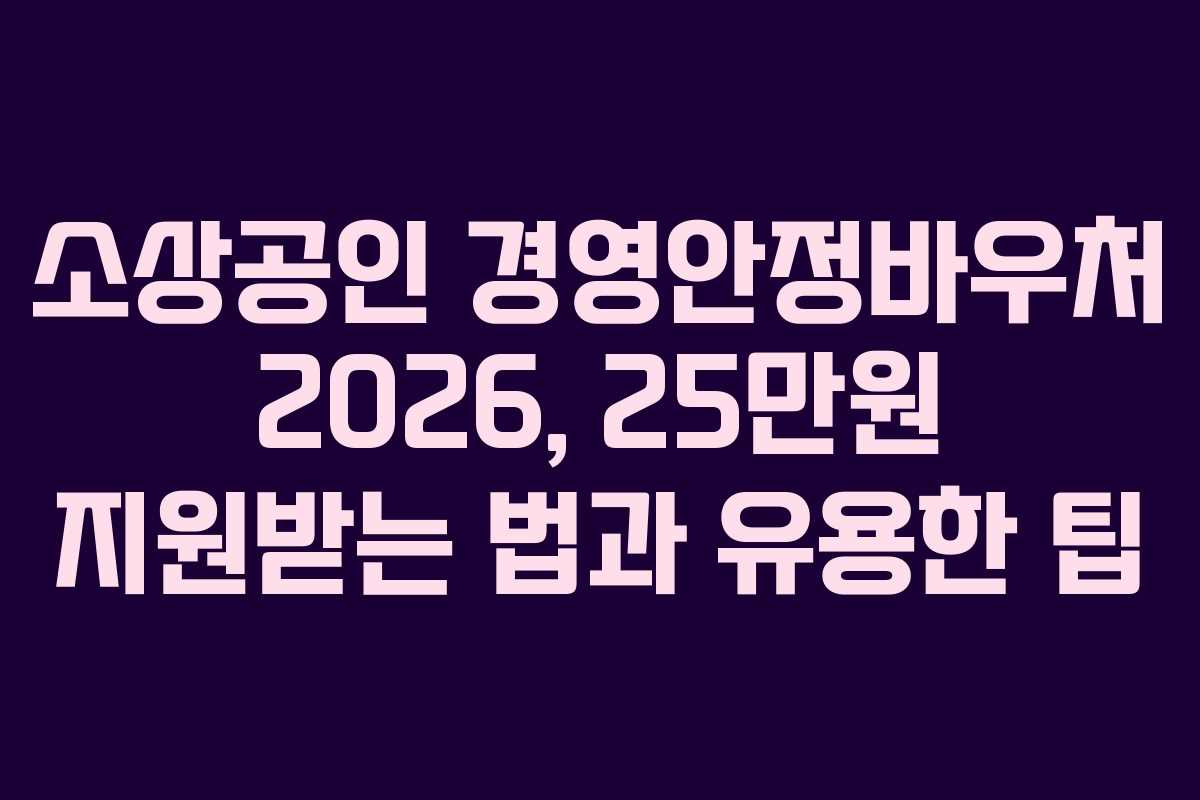소상공인 경영안정바우처 2026, 25만원 지원받는 법과 유용한 팁