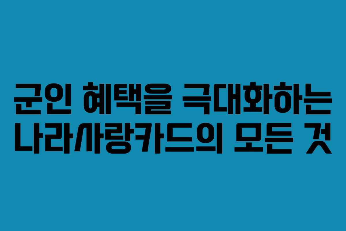 군인 혜택을 극대화하는 나라사랑카드의 모든 것