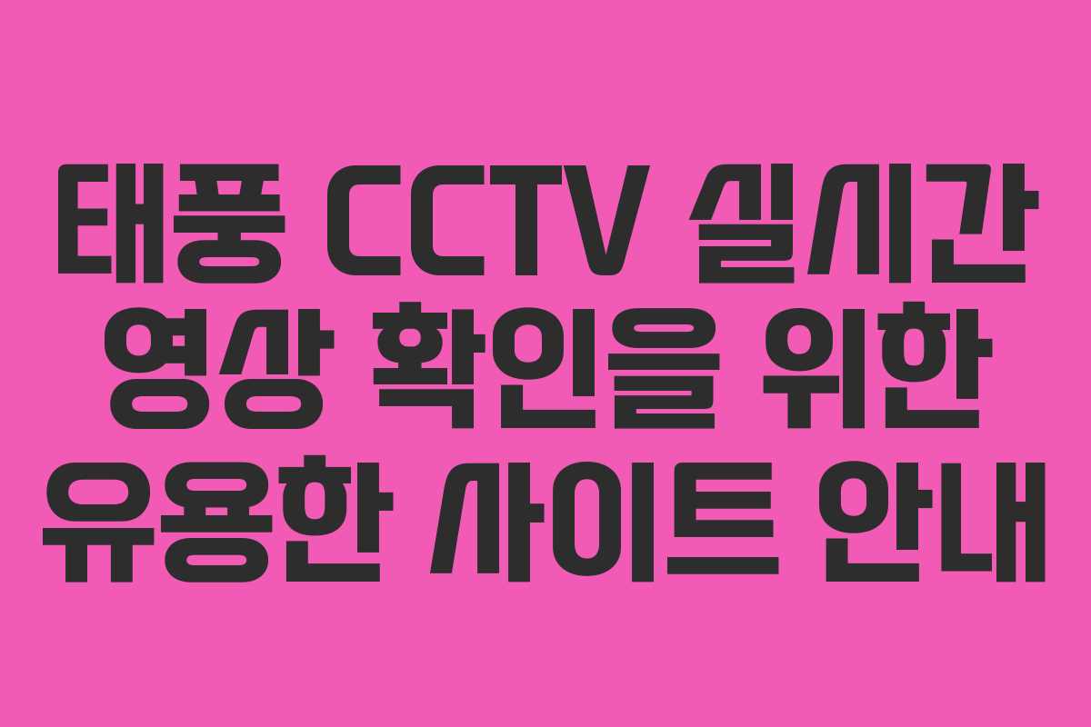 태풍 CCTV 실시간 영상 확인을 위한 유용한 사이트 안내