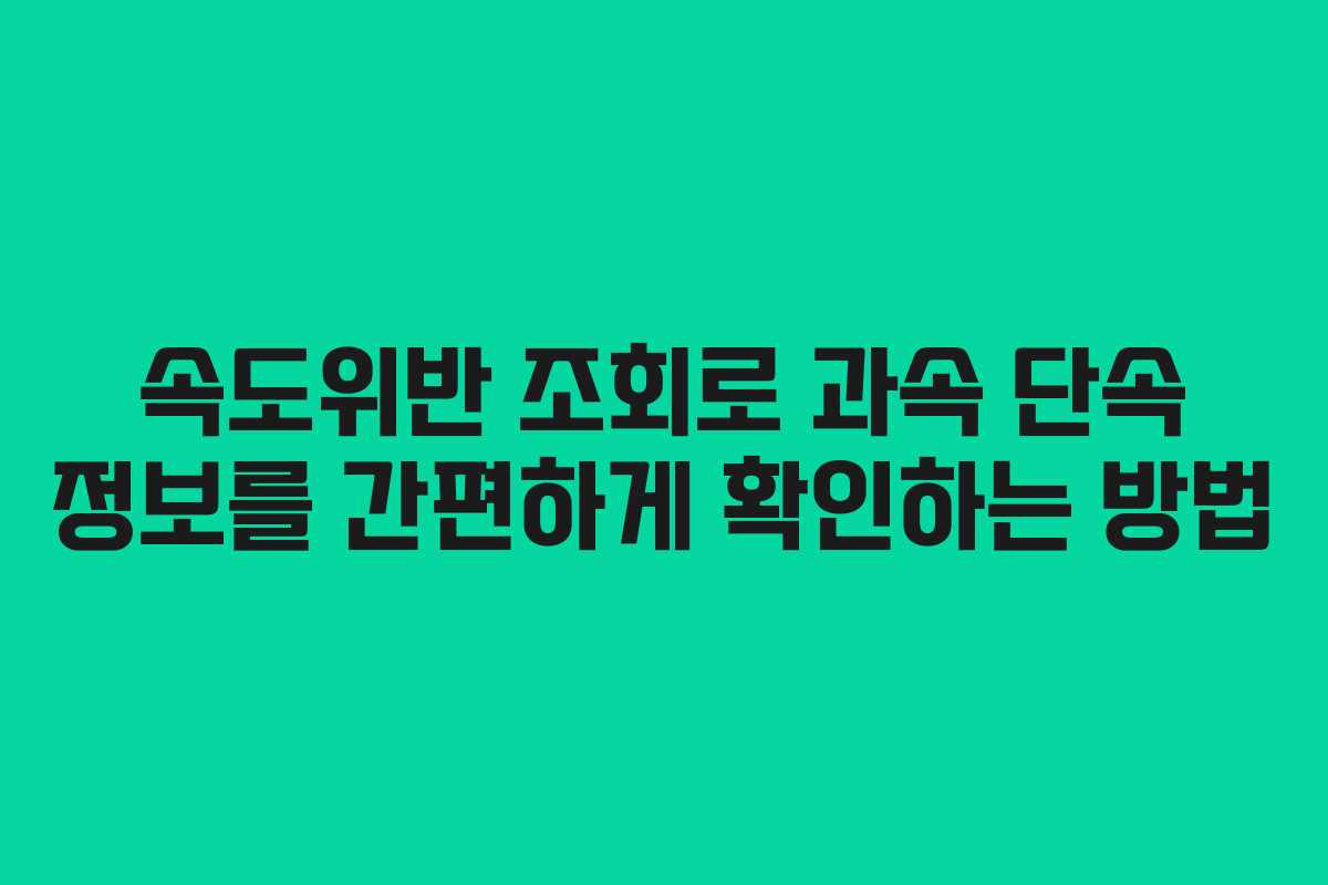 속도위반 조회로 과속 단속 정보를 간편하게 확인하는 방법