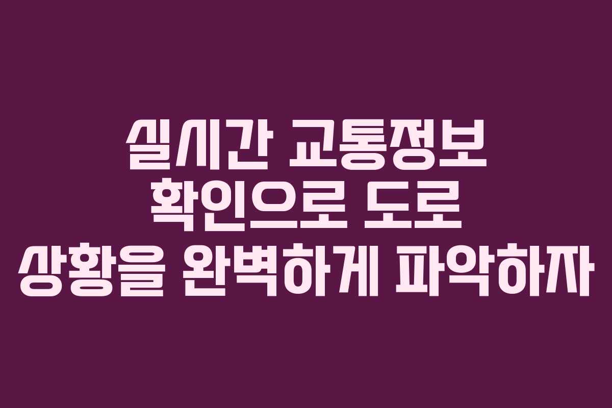 실시간 교통정보 확인으로 도로 상황을 완벽하게 파악하자