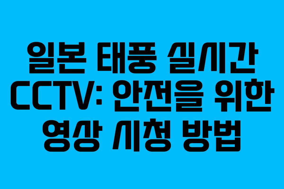 일본 태풍 실시간 CCTV: 안전을 위한 영상 시청 방법