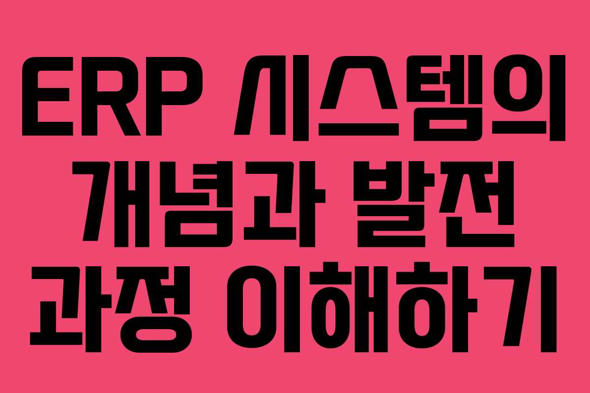 ERP 시스템의 개념과 발전 과정 이해하기