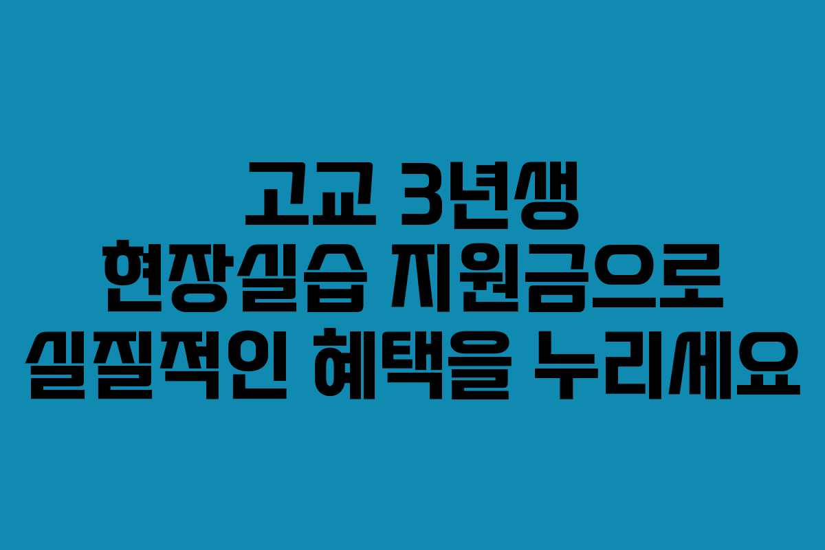 고교 3년생 현장실습 지원금으로 실질적인 혜택을 누리세요