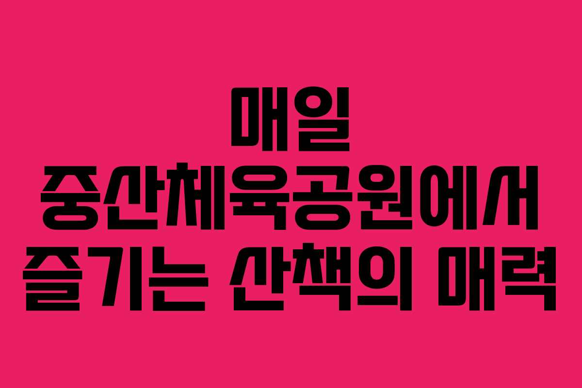 매일 중산체육공원에서 즐기는 산책의 매력