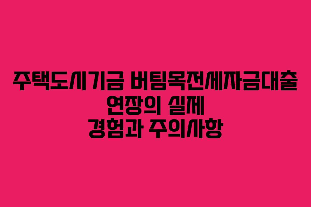 주택도시기금 버팀목전세자금대출 연장의 실제 경험과 주의사항