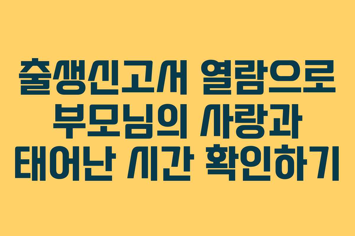 출생신고서 열람으로 부모님의 사랑과 태어난 시간 확인하기