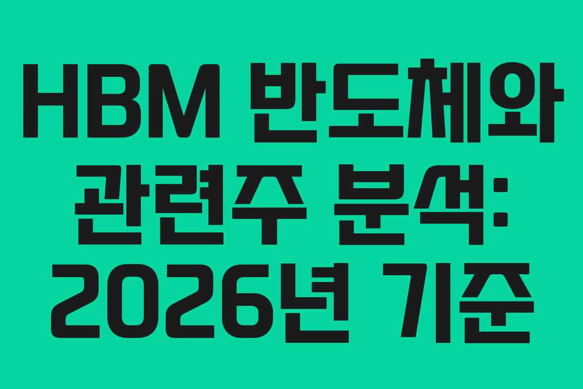 HBM 반도체와 관련주 분석: 2026년 기준