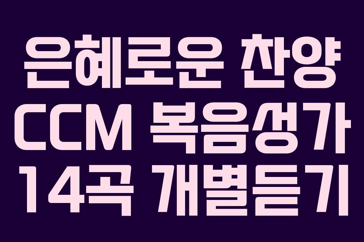 은혜로운 찬양 CCM 복음성가 14곡 개별듣기
