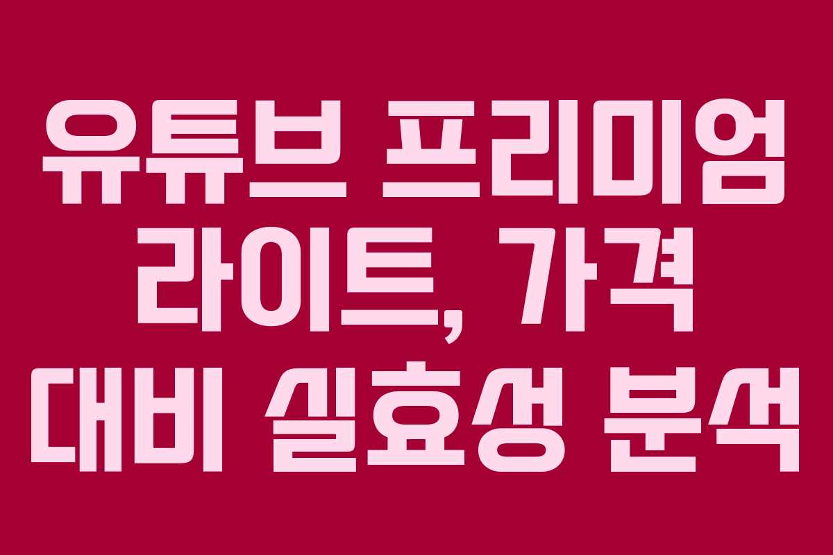 유튜브 프리미엄 라이트, 가격 대비 실효성 분석
