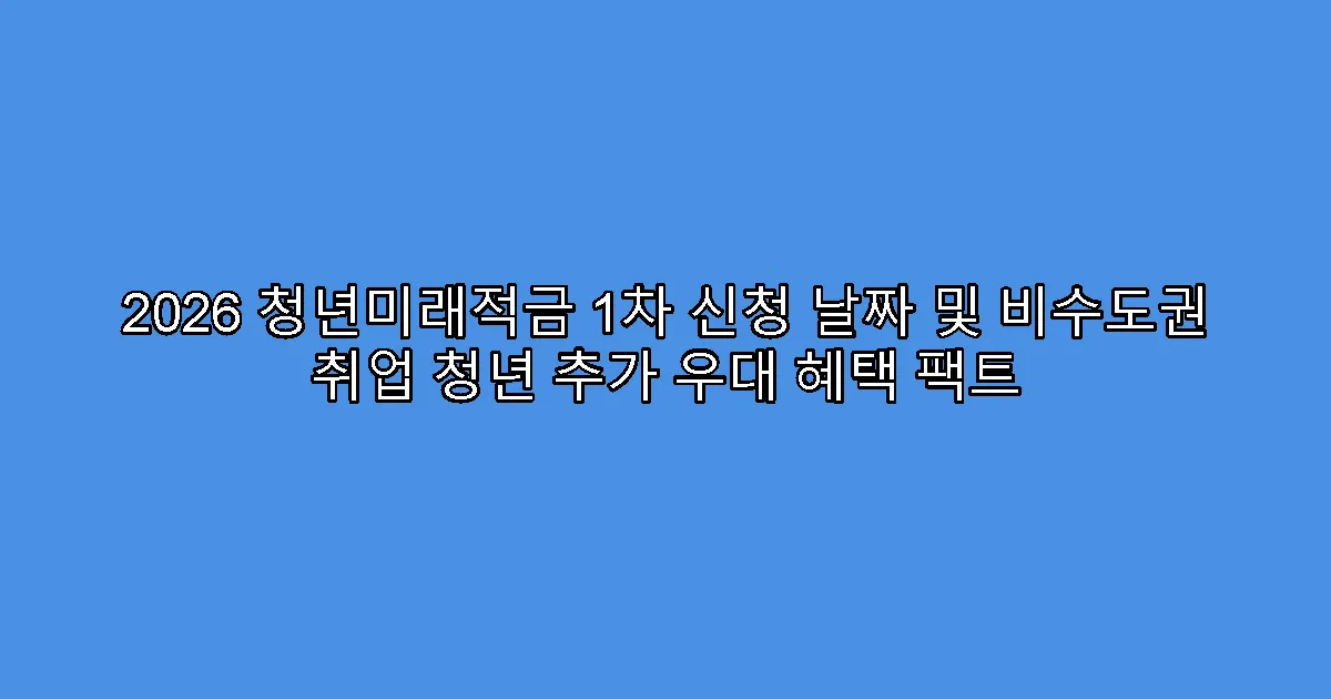 2026 청년미래적금 1차 신청 날짜 및 비수도권 취업 청년 추가 우대 혜택 팩트