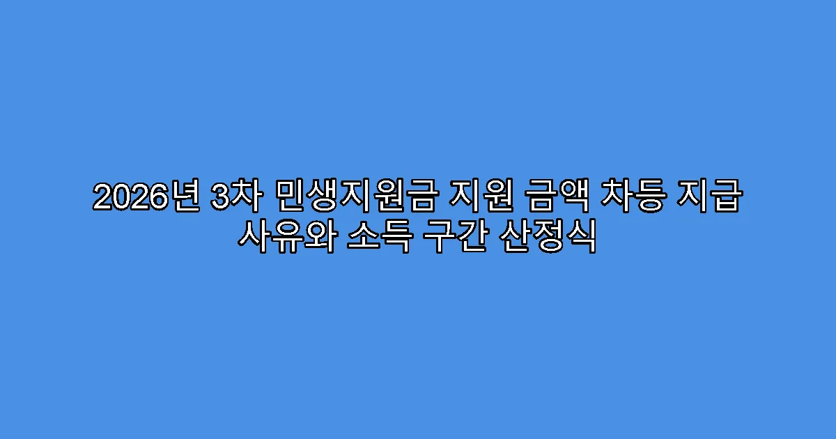 2026년 3차 민생지원금 지원 금액 차등 지급 사유와 소득 구간 산정식