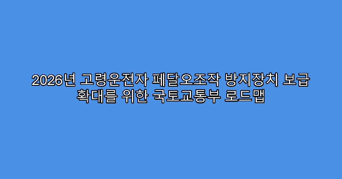 2026년 고령운전자 페달오조작 방지장치 보급 확대를 위한 국토교통부 로드맵