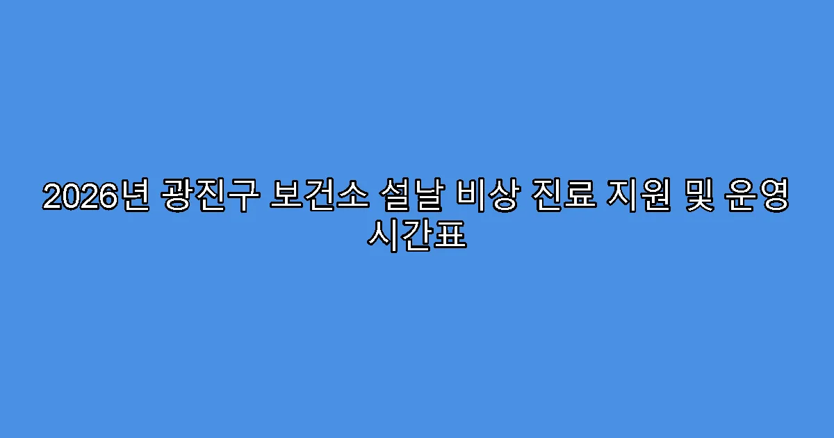 2026년 광진구 보건소 설날 비상 진료 지원 및 운영 시간표