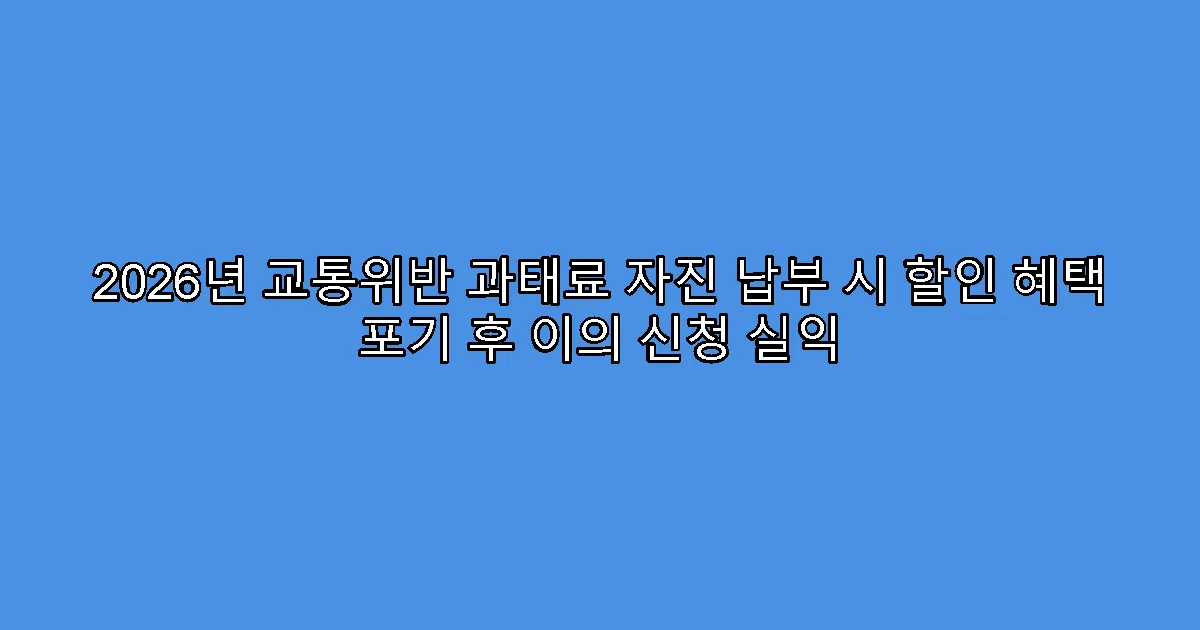 2026년 교통위반 과태료 자진 납부 시 할인 혜택 포기 후 이의 신청 실익