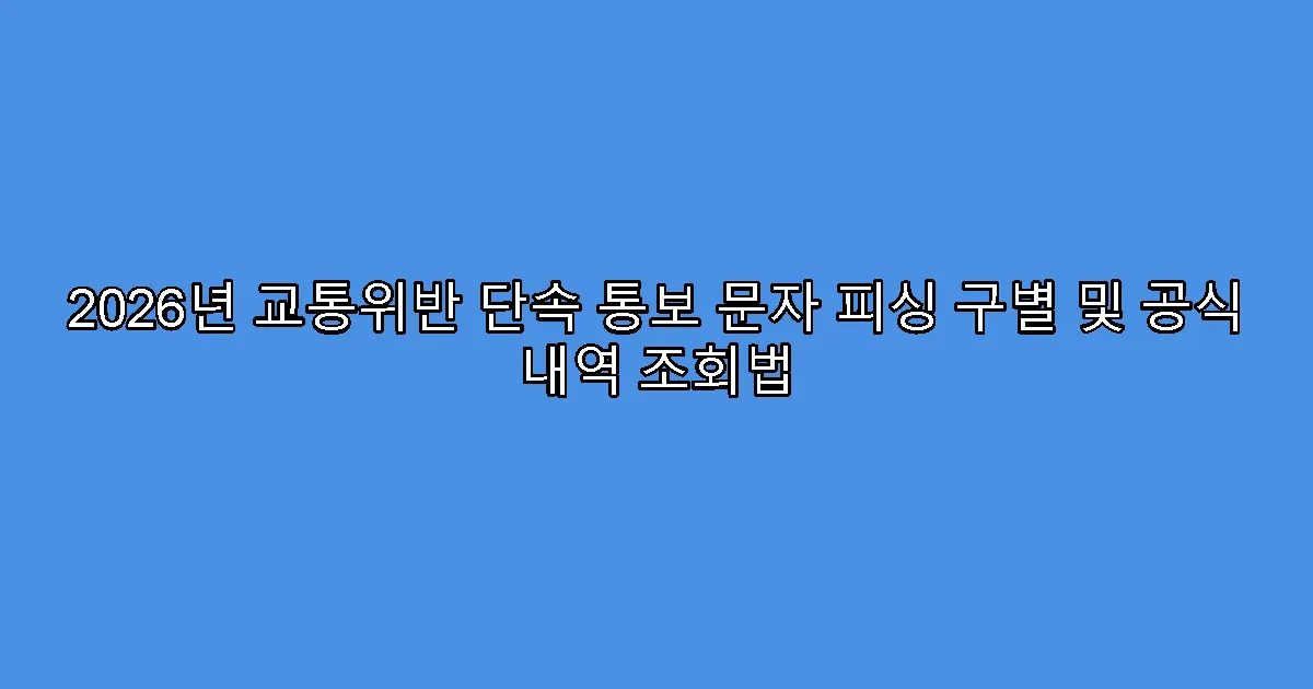 2026년 교통위반 단속 통보 문자 피싱 구별 및 공식 내역 조회법