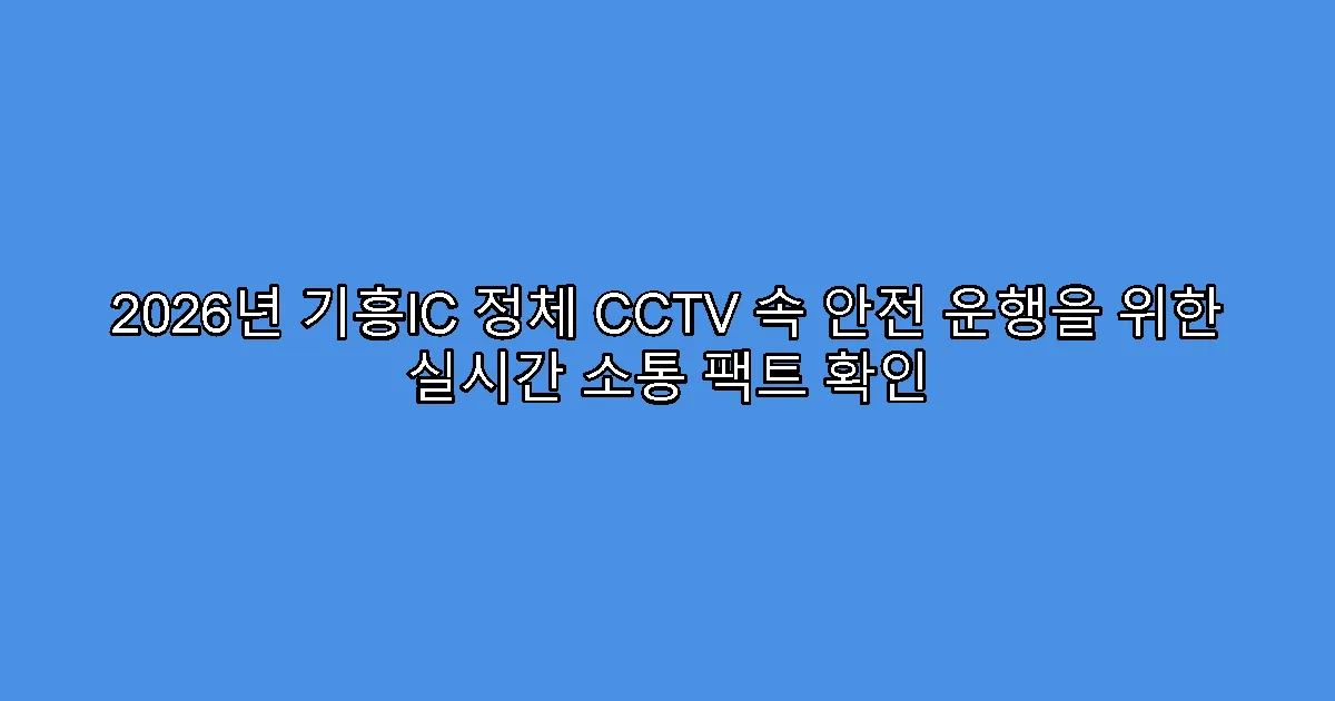 2026년 기흥IC 정체 CCTV 속 안전 운행을 위한 실시간 소통 팩트 확인