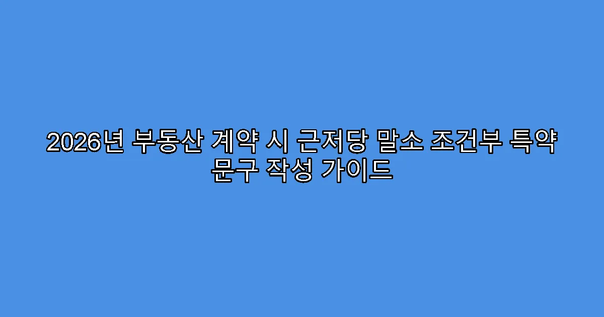 2026년 부동산 계약 시 근저당 말소 조건부 특약 문구 작성 가이드