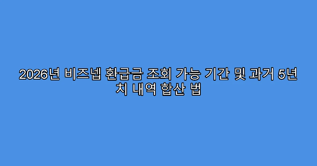 2026년 비즈넵 환급금 조회 가능 기간 및 과거 5년 치 내역 합산 법