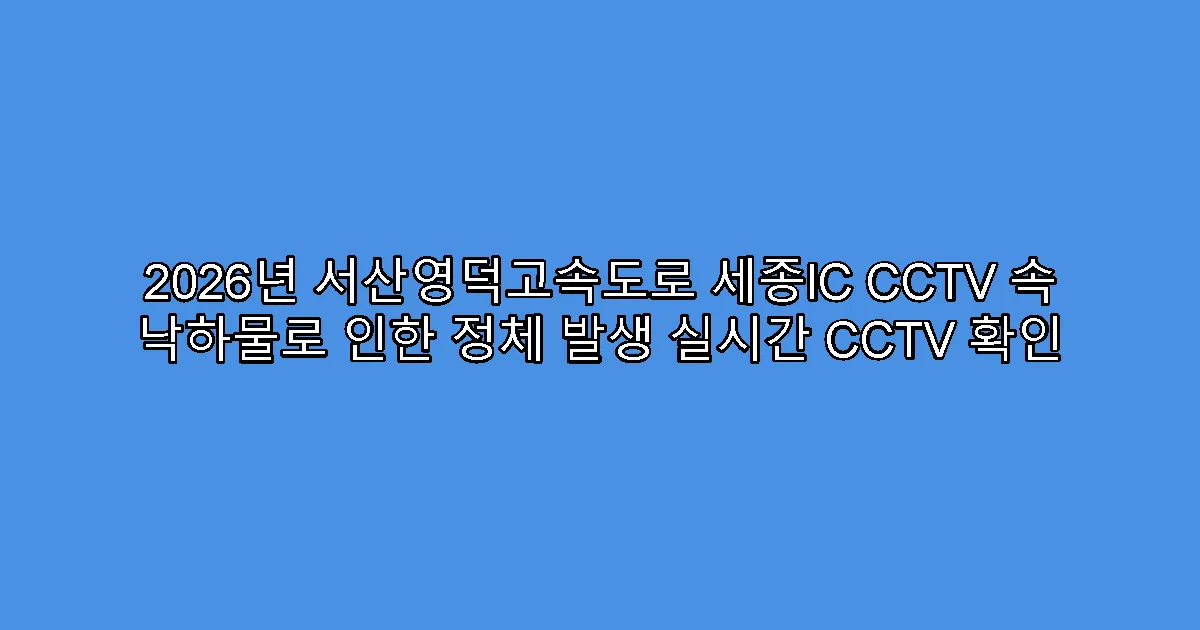 2026년 서산영덕고속도로 세종IC CCTV 속 낙하물로 인한 정체 발생 실시간 CCTV 확인