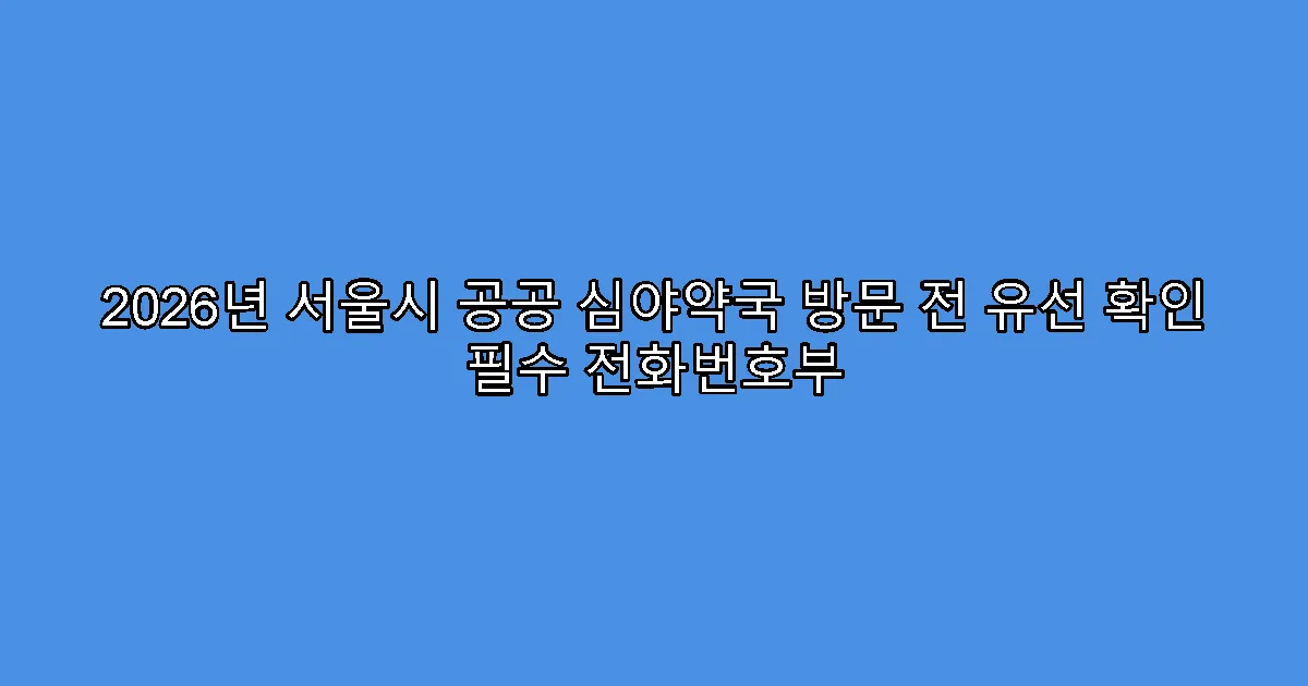 2026년 서울시 공공 심야약국 방문 전 유선 확인 필수 전화번호부