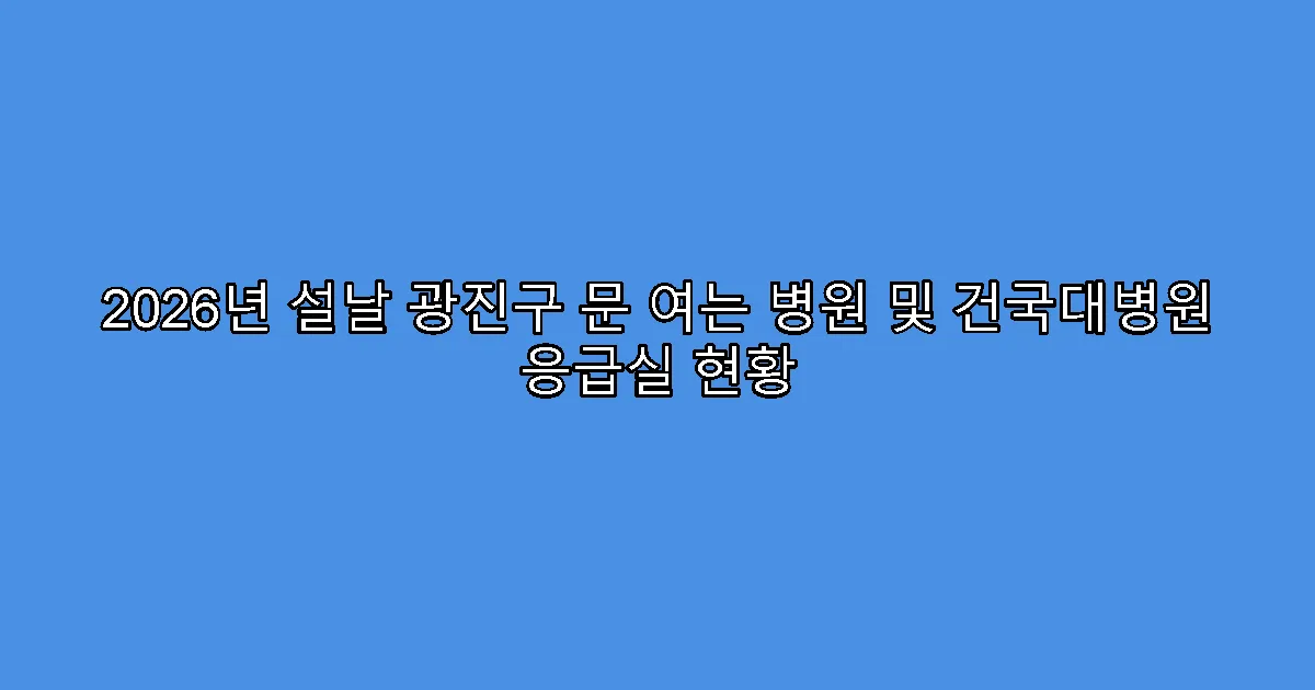 2026년 설날 광진구 문 여는 병원 및 건국대병원 응급실 현황