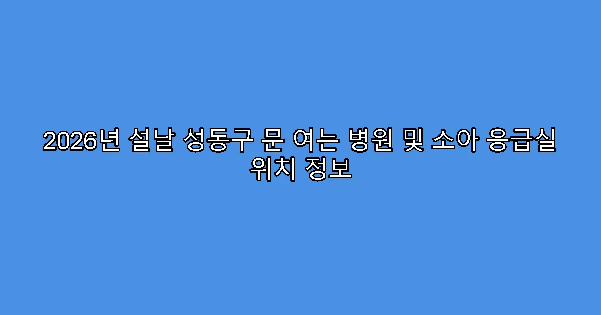 2026년 설날 성동구 문 여는 병원 및 소아 응급실 위치 정보