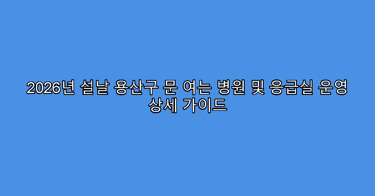 2026년 설날 용산구 문 여는 병원 및 응급실 운영 상세 가이드