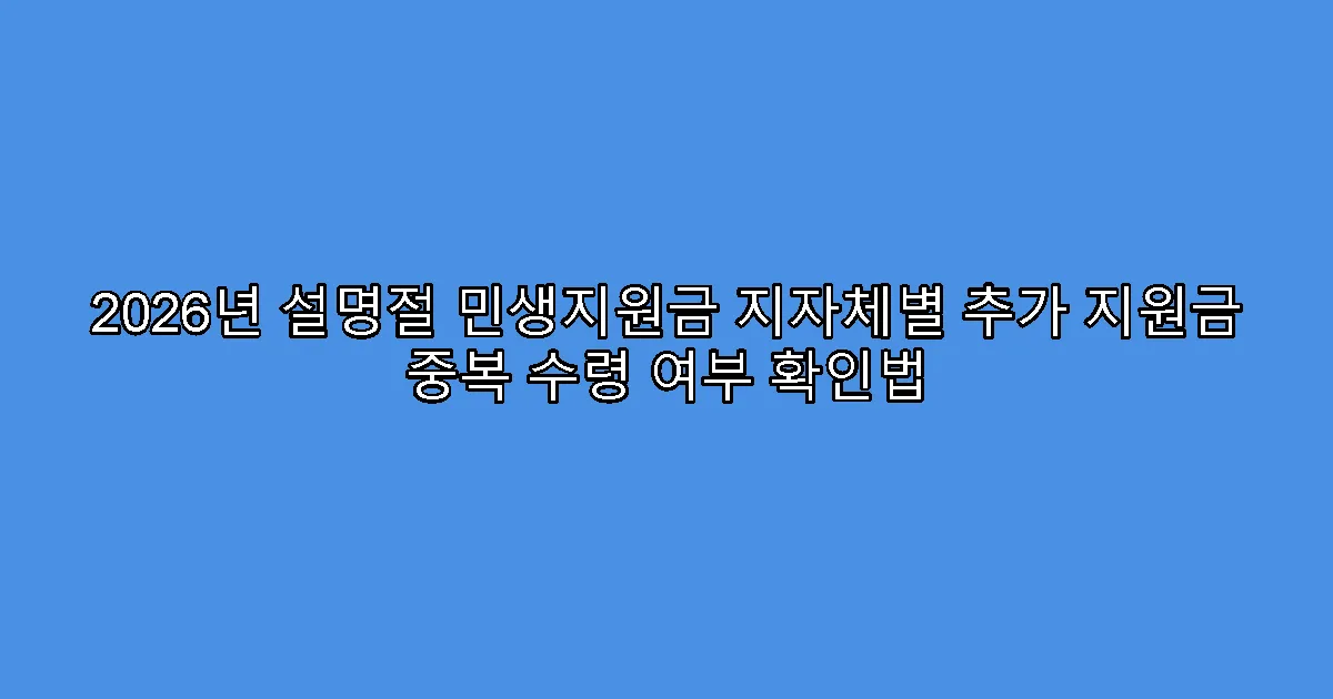 2026년 설명절 민생지원금 지자체별 추가 지원금 중복 수령 여부 확인법