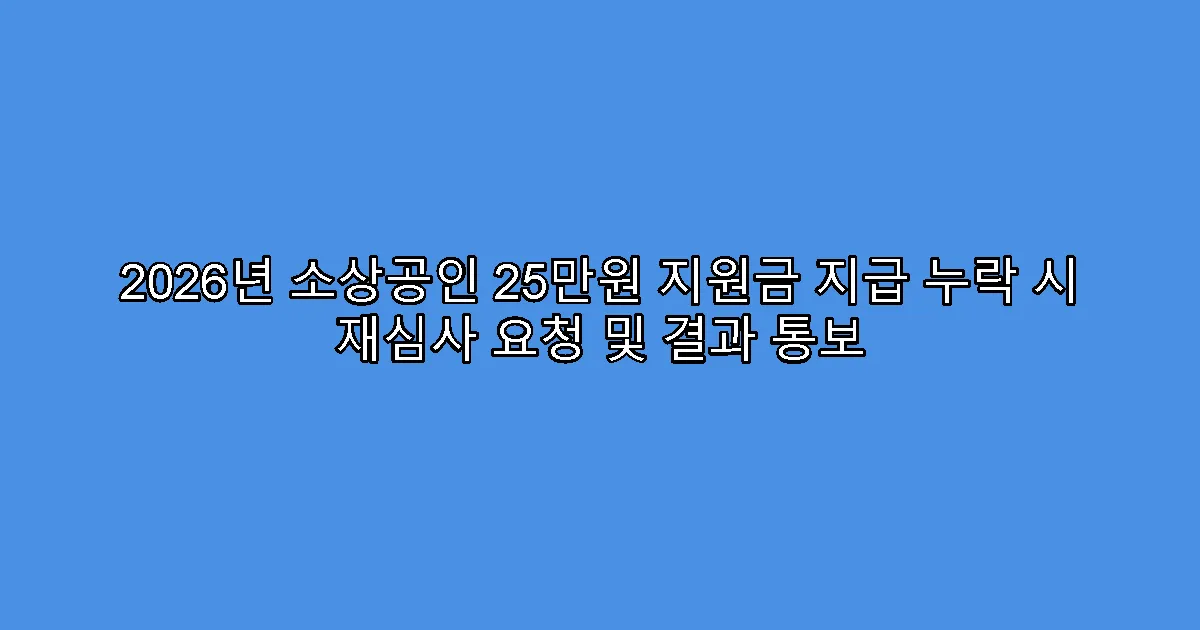 2026년 소상공인 25만원 지원금 지급 누락 시 재심사 요청 및 결과 통보