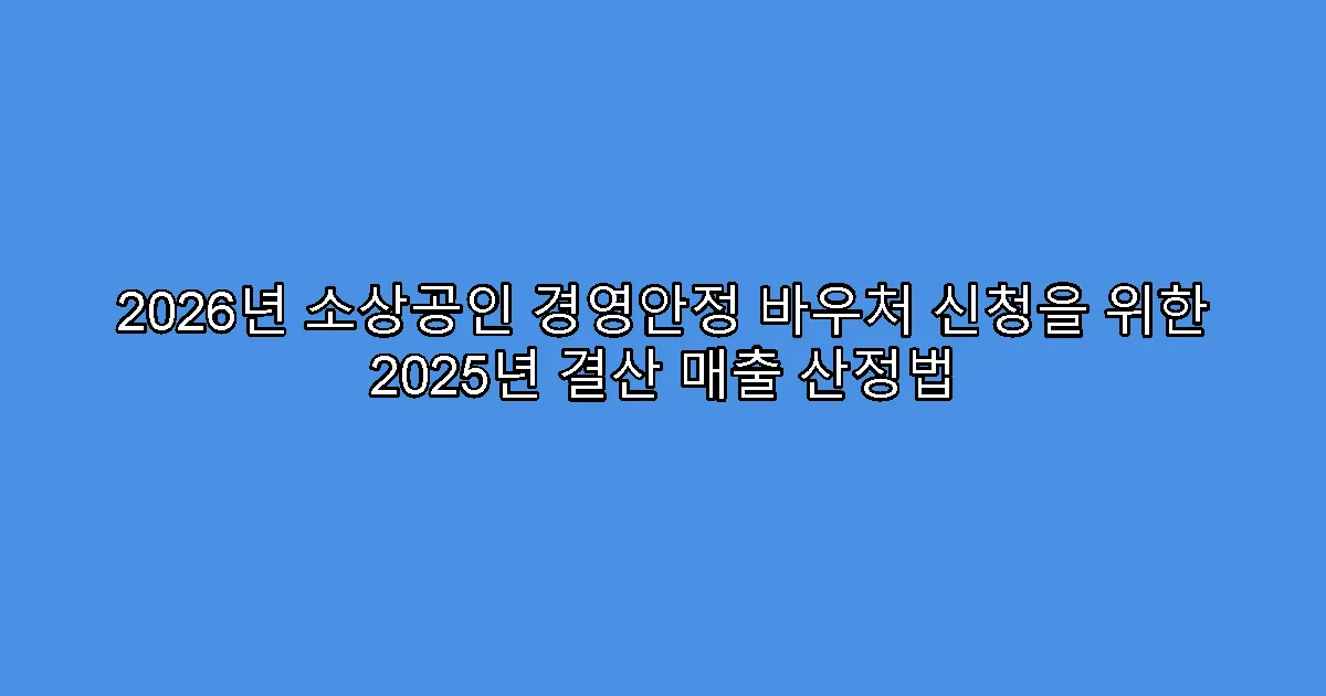 2026년 소상공인 경영안정 바우처 신청을 위한 2025년 결산 매출 산정법
