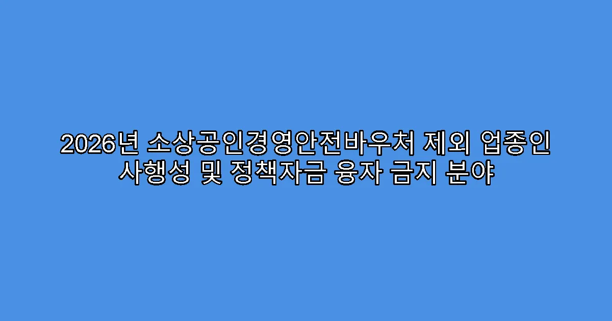 2026년 소상공인경영안전바우처 제외 업종인 사행성 및 정책자금 융자 금지 분야