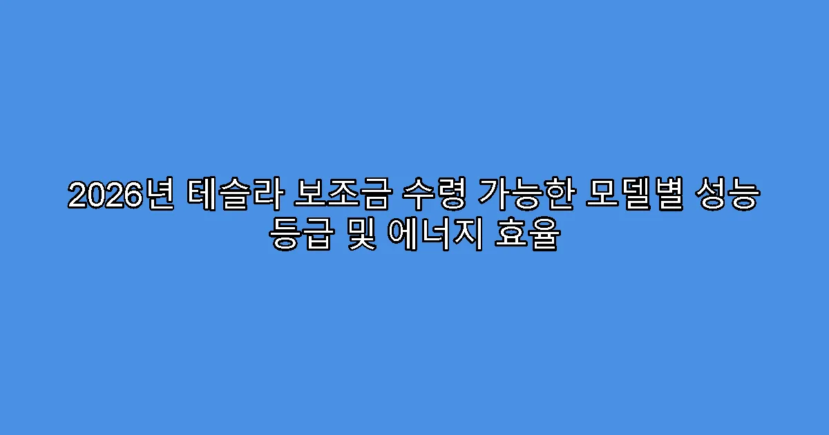 2026년 테슬라 보조금 수령 가능한 모델별 성능 등급 및 에너지 효율