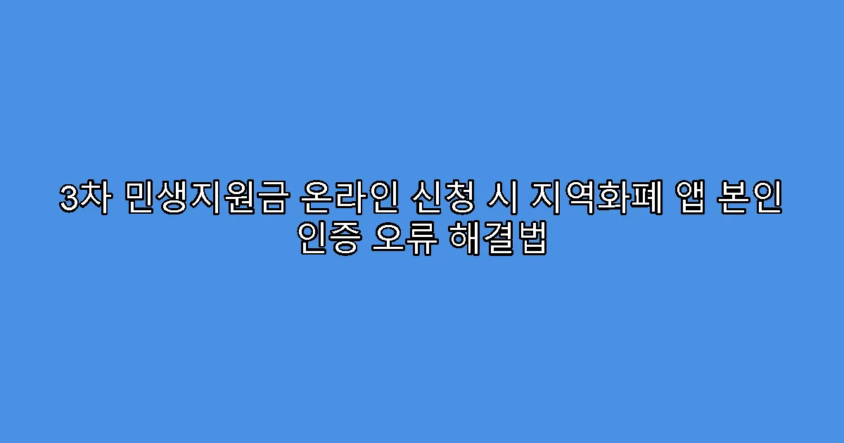 3차 민생지원금 온라인 신청 시 지역화폐 앱 본인 인증 오류 해결법