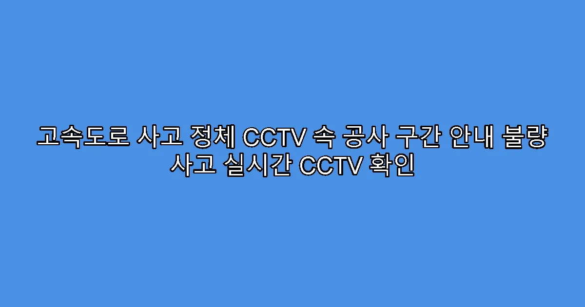 고속도로 사고 정체 CCTV 속 공사 구간 안내 불량 사고 실시간 CCTV 확인