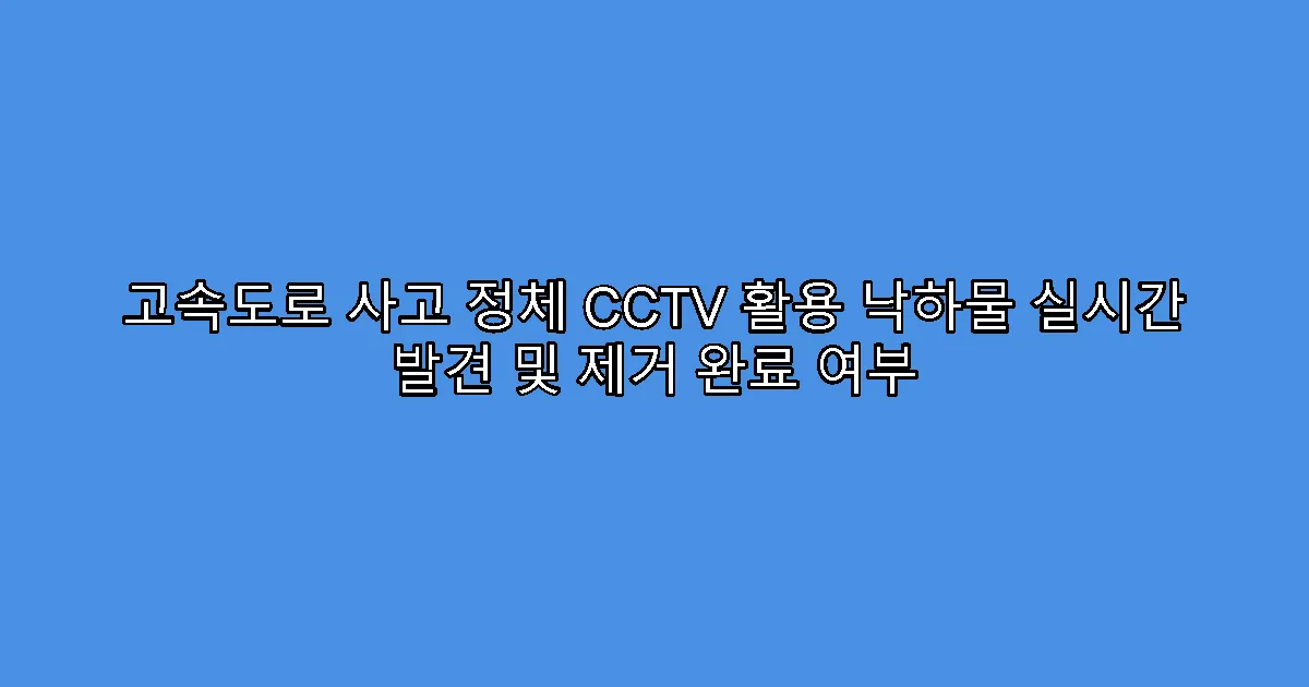 고속도로 사고 정체 CCTV 활용 낙하물 실시간 발견 및 제거 완료 여부
