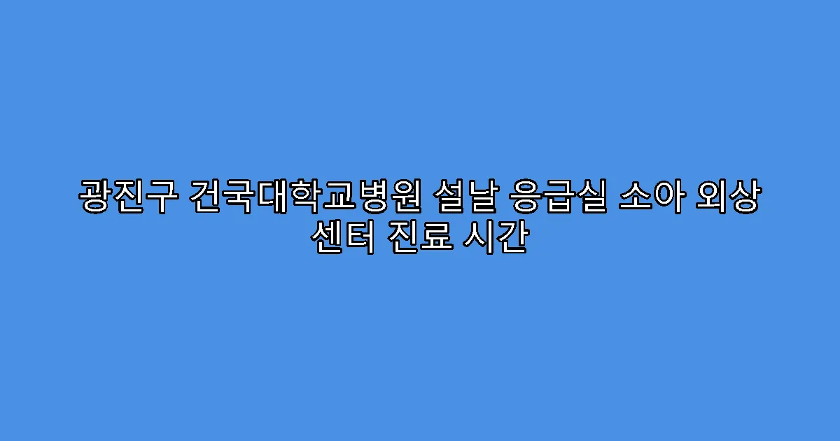 광진구 건국대학교병원 설날 응급실 소아 외상 센터 진료 시간