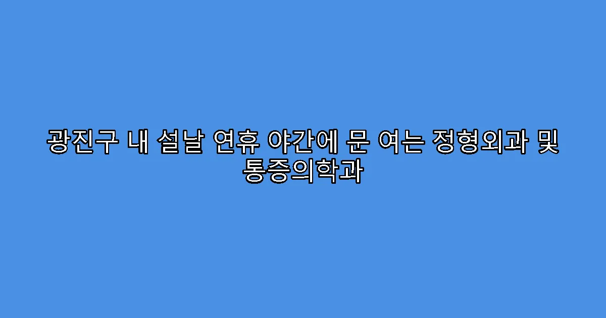 광진구 내 설날 연휴 야간에 문 여는 정형외과 및 통증의학과