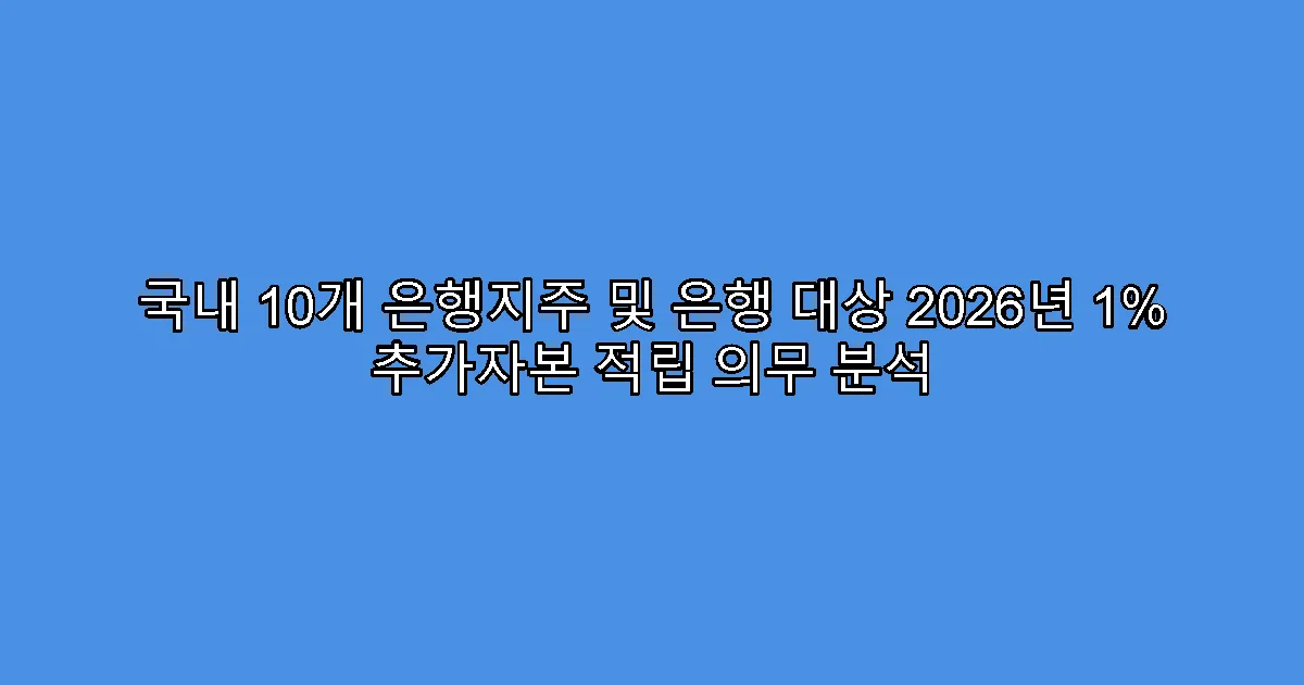 국내 10개 은행지주 및 은행 대상 2026년 1% 추가자본 적립 의무 분석
