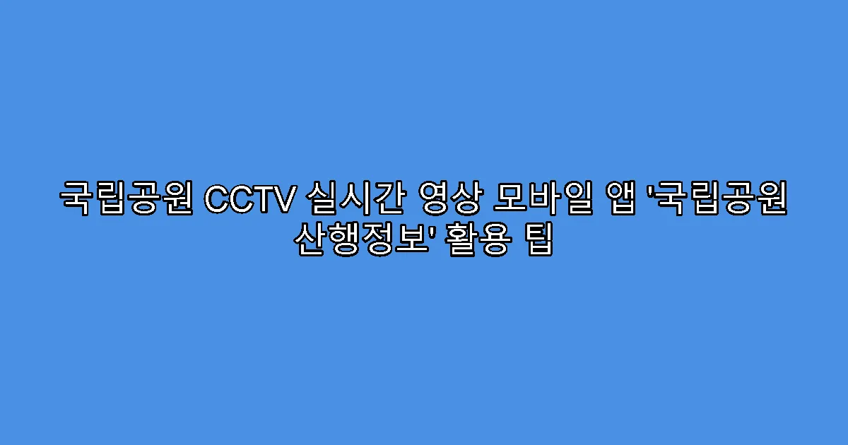 국립공원 CCTV 실시간 영상 모바일 앱 ‘국립공원 산행정보’ 활용 팁
