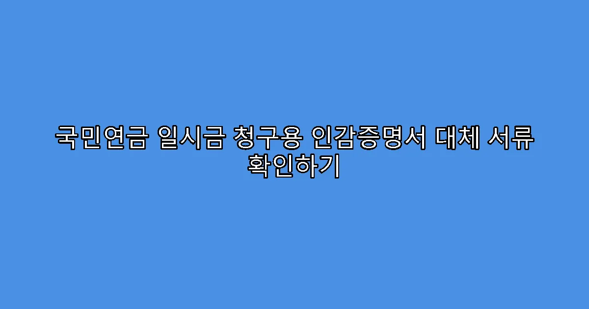 국민연금 일시금 청구용 인감증명서 대체 서류 확인하기